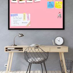 ArtzFolio Black Pinks Family Light Pink Colour Printed Wooden Bulletin Board With Sticky-10