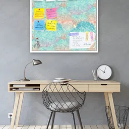 ArtzFolio White Vintage Cloudy Printed Wooden Bulletin Board With Sticky Notes-45