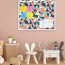 ArtzFolio White Triangle Printed Wooden Bulletin Board With Sticky Notes-image-85