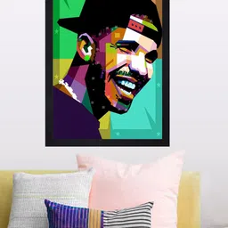 Gallery99 Pop Art Rapper Drake Texture Paper Framed Wall Art-43
