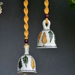 Gathari  White & Yellow 2 Pieces Bell Shaped Wall Hanging-32