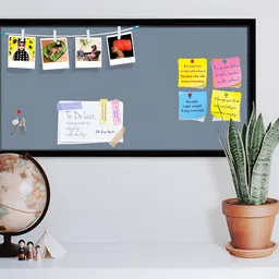 ArtzFolio Grey & Blue Wooden Bulletin Board With Sticky Notes-12