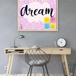 ArtzFolio Purple & White Dream Printed Wooden Bulletin Board With Sticky Notes-30