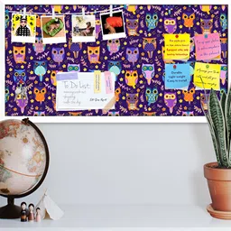 ArtzFolio White Owls Printed Wooden Bulletin Board With Sticky Notes-picture-0