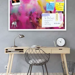 ArtzFolio White Holi Festive India Printed Wooden Bulletin Board With Sticky Notes-image-97