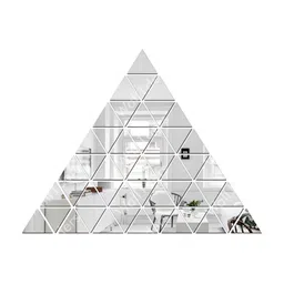 Wall1ders Silver Toned 50 Pieces Triangle Mirror Wall Stickers-image-4