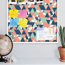 ArtzFolio White Colorful Triangles D1 Printed Wooden Bulletin Board With Sticky Notes-25