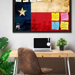 ArtzFolio Brown & Blue Printed Wood Bulletin Board Wall Decor-7