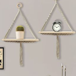 Homesake Beige 2 Pieces Wooden Pocket Wall Shelves-17