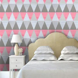 Jaamso Royals Pink & Grey Triangle Self Adhesive Wallpaper-image-84