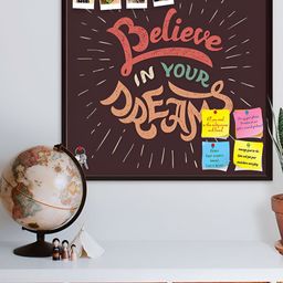 ArtzFolio Brown & Pink Printed Wooden Bulletin Board With Sticky Note Wall Hanging Decor-34