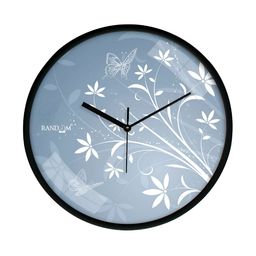 RANDOM Grey & Black Printed Round Contemporary Wall Clock-1