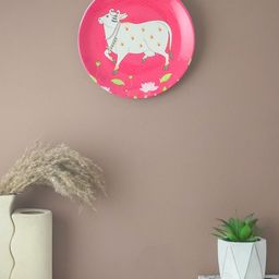 The Decor Mart Red & White Holy Cow Printed Ceramic Wall Plate-57