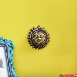 Two Moustaches Brown Textured Brass Smiling Surya Wall Hanging-37