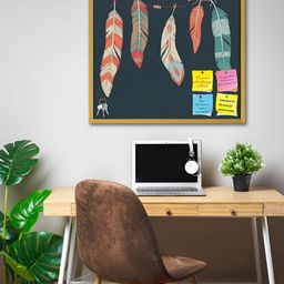 ArtzFolio Black Feather Printed Wooden Bulletin Board With Sticky Notes-58