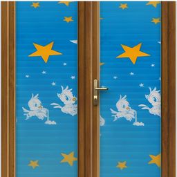 Jaamso Royals White & Blue Printed Self-Adhesive Waterproof Window Sticker-41