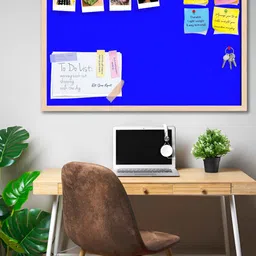 ArtzFolio Brown & Blue Wooden Bulletin Board With Push Pin & Sticky Notes-11