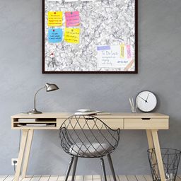 ArtzFolio Grey & White Monochrome Printed Wooden Bulletin Board With Sticky Notes-43