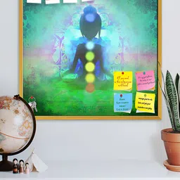 ArtzFolio Green & Brown Yoga Lotus Pose Printed Wooden Bulletin Board-15