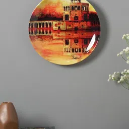 The Decor Mart White & Red Reflected Heritage Printed Ceramic Wall Plate-image-60