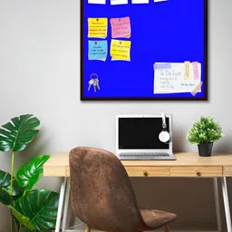 ArtzFolio Brown & Blue Wooden Bulletin Board With Push Pin & Sticky Notes Wall Decor-0