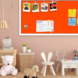 ArtzFolio Orange & Blue Wooden Bulletin Board With Sticky Note-32