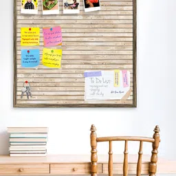 ArtzFolio Brown Natural Texture Printed Wooden Bulletin Board With Sticky Notes-57