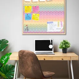 ArtzFolio Brown Weavy Printed Wooden Bulletin Board With Sticky Notes Wall Hanging Decor-53