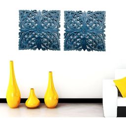 VAS collection home Blue 2 Pieces Textured Wooden Wall Decor-image-45