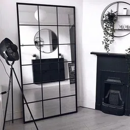 THE HANDMADE FLAIR Silver-Toned & Black Rectangular MDF Wall Mirror-27