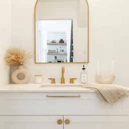 THE HANDMADE FLAIR Golden Decorative MDF Wall Mirror-36