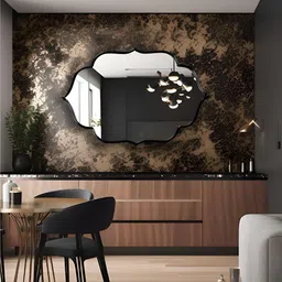 THE HANDMADE FLAIR Black Irregular Mirror Wall Decor-29