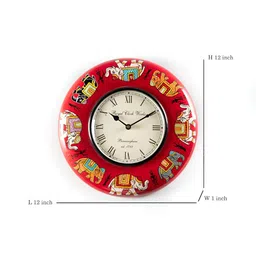 vedas Red & White C-Royal Printed Wood  Wall Clock image 2