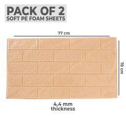 Kuber Industries Cream Coloured Foam Brick Pattern 3D Wallpaper image 2