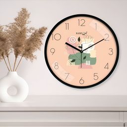 RANDOM Black & Peach Printed Round Contemporary Wall Clock image 5