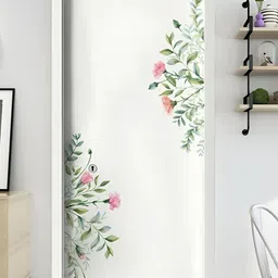 Asian royal Green & Pink Floral Print Self Adhesive Wall Sticker-image-44
