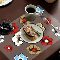 Dakshya Industries Grey & Red 4 Pieces Printed Fridge Mat image 1