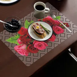 Dakshya Industries Red 4 Pieces Printed Fridge Mat image 1