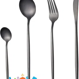 Shadow Luxe – 24 PCS Matte Set Stainless Steel Cutlery Set-image-52