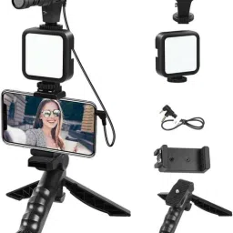 poxi Video Making tool Video Tripod Stand LED Light & mobile Holder Tripod Kit Tripod Kit image 2