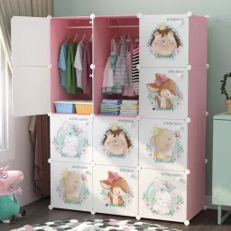 12 Door Shelf Plastic Carbon PP Collapsible Wardrobe for Kids for Toys & Bedroom PP Collapsible Wardrobe-image-30