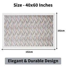 Kuber Industries Cream Coloured & White Abstract Printed Rectangle 4-Seater Table Cover image 4