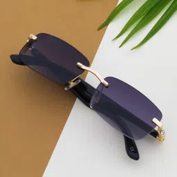 Ted Smith Purple Lens & Gold-Toned Rectangle Sunglasses & UV Protected Lens SOLITIARE_C1-46