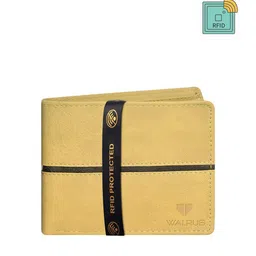 Walrus Men Beige & Black Two Fold Wallet With RFID Protection-42