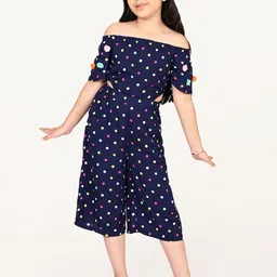 LIL DRAMA Girls Polka Dots Off-Shoulder Printed Culotte Jumpsuit-image-16