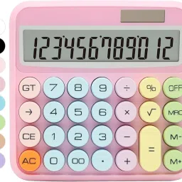 Colorful Candy Colored Electronic Calculator Large LCD Display Round Button Easy to Press for School Office Home with Battery and Solar BasicCalculator-8