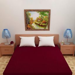Adbeni Maroon Terry Cortridge 200 GSM Mattress Protector-image-7