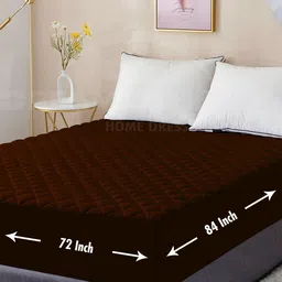DREAM CARE Coffee Brown Quilted Cotton Breathable Mattress Protector-image-26