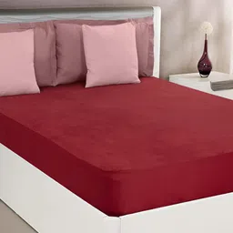 RF RELAXFEEL Maroon Fitted King Size Cotton Water Resistant Mattress Protector-image-88