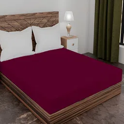 AJISH Maroon Terry Cotton 210 GSM Water Resistant Mattress Protector-image-3